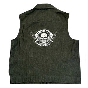 First MFG Co The Rook Mens 3XL Raw Denim Vest Conceal Carry Moto Biker HOG Patch
